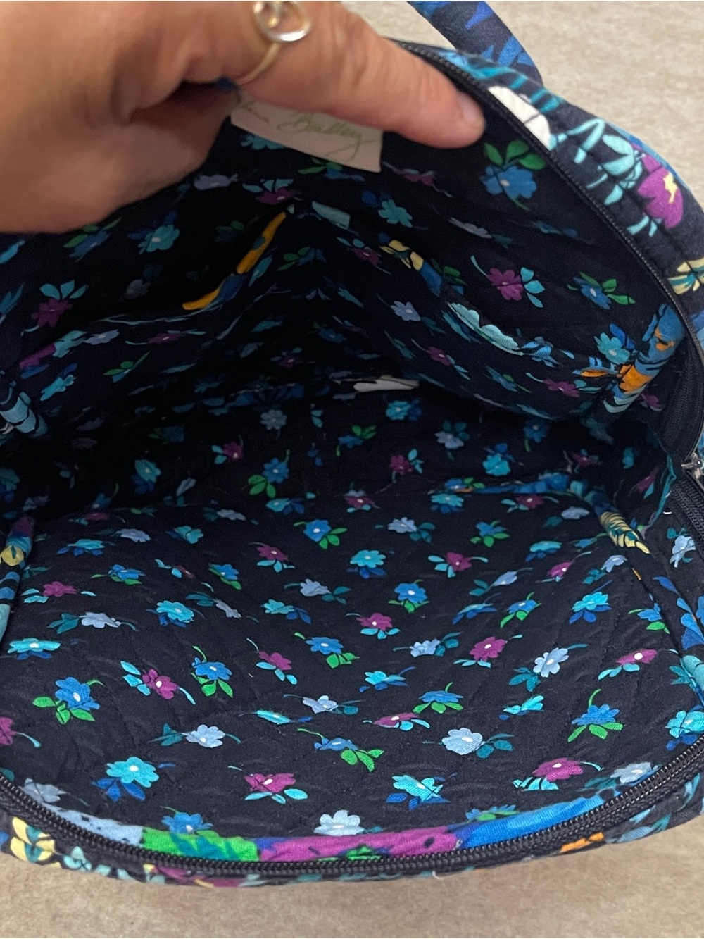 Vera Bradley Retired Chandelier Floral Iconic Campus Backpack Navy Blue Floral - Picture 9 of 12